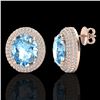 Image 2 : 10 ctw Sky Blue Topaz & Micro Pave Diamond Earrings 14k Rose Gold - REF-143A6N