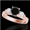 Image 1 : 1.50 ctw Certified VS Black Diamond 3 Stone Solitaire Ring 10k Rose Gold - REF-69N3F