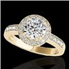 Image 1 : 2 ctw Certified Diamond Solitaire Halo Ring 10k Yellow Gold - REF-327H3R