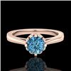 Image 2 : 0.81 ctw Fancy Intense Blue Diamond Art Deco Ring 18k Rose Gold - REF-103R6K