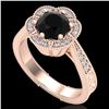 Image 1 : 1.33 ctw Fancy Black Diamond Engagment Art Deco Ring 18k Rose Gold - REF-89M3G