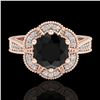 Image 2 : 1.33 ctw Fancy Black Diamond Engagment Art Deco Ring 18k Rose Gold - REF-89M3G