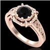 Image 1 : 1 ctw Fancy Black Diamond Engagment Art Deco Ring 18k Rose Gold - REF-100R2K