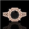 Image 2 : 1 ctw Fancy Black Diamond Engagment Art Deco Ring 18k Rose Gold - REF-100R2K