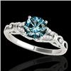 Image 1 : 1.2 ctw SI Certified Fancy Blue Diamond Solitaire Ring 10k White Gold - REF-135K2Y