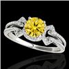 Image 1 : 1.36 ctw Certified SI/I Fancy Intense Yellow Diamond Ring 10k White Gold - REF-204X5A