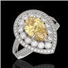 Image 1 : 4.12 ctw Canary Citrine & Diamond Victorian Ring 14K White Gold - REF-125K5Y