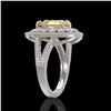 Image 3 : 4.12 ctw Canary Citrine & Diamond Victorian Ring 14K White Gold - REF-125K5Y