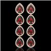 Image 1 : 9.25 ctw Garnet & Diamond Micro Pave Halo Earrings 10k Rose Gold - REF-172W8H