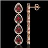 Image 2 : 9.25 ctw Garnet & Diamond Micro Pave Halo Earrings 10k Rose Gold - REF-172W8H
