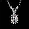 Image 1 : 0.50 ctw Certified VS/SI Quality Oval Diamond Necklace 10k White Gold - REF-65Y2X