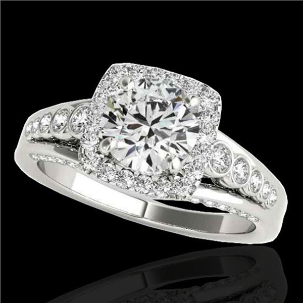 2 ctw Certified Diamond Solitaire Halo Ring 10k White Gold - REF-259Y3X