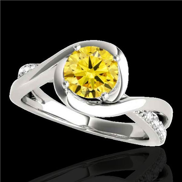 1.15 ctw Certified SI/I Fancy Intense Yellow Diamond Ring 10k White Gold - REF-182X8A