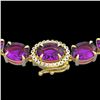 Image 1 : 72 ctw Amethyst & VS/SI Diamond Micro Pave Necklace 14k Yellow Gold - REF-281H8R