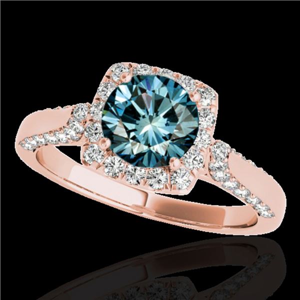 1.5 ctw Certified Fancy Blue Diamond Solitaire Halo Ring 10k Rose Gold - REF-132H3R