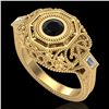 Image 1 : 0.75 ctw Fancy Black Diamond Engagment Art Deco Ring 18k Yellow Gold - REF-118A2N