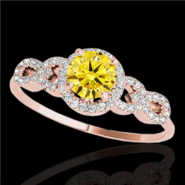 1.33 ctw Certified SI/I Fancy Intense Yellow Diamond Ring 10k Rose Gold - REF-190W9H