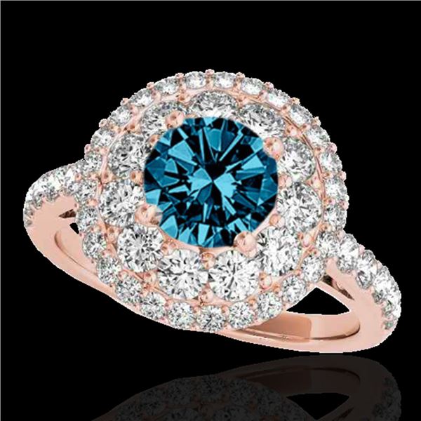 2.09 ctw SI Certified Fancy Blue Diamond Halo Ring 10k Rose Gold - REF-165R2K