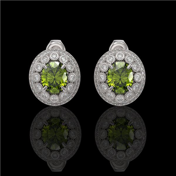 8.04 ctw Tourmaline & Diamond Victorian Earrings 14K White Gold - REF-223N6F