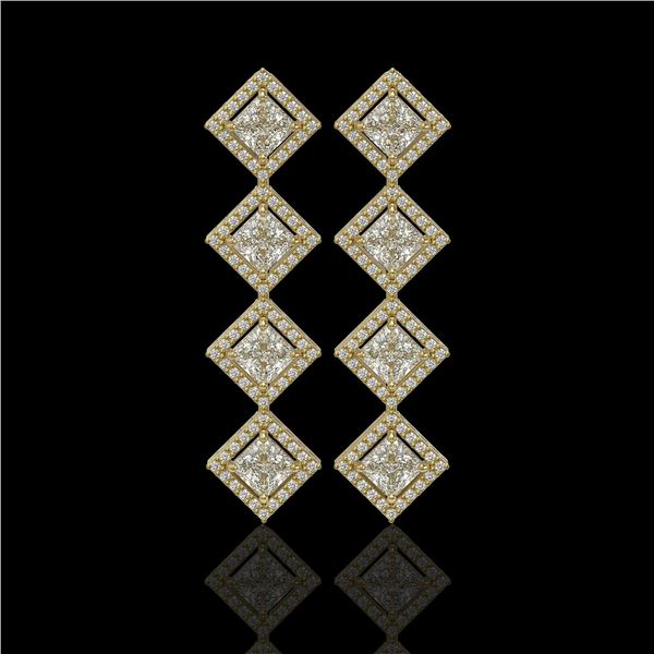 5.31 ctw Princess Cut Diamond Micro Pave Earrings 18K Yellow Gold - REF-733M8G