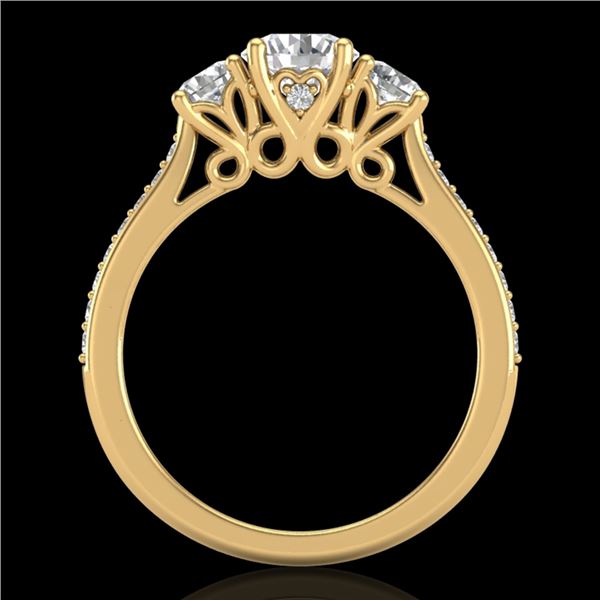 1.67 ctw VS/SI Diamond Solitaire Art Deco 3 Stone Ring 18k Yellow Gold - REF-281R8K