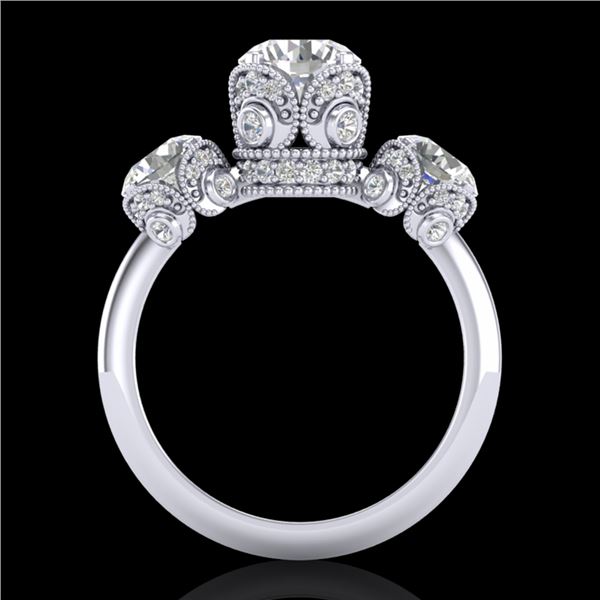 3 ctw VS/SI Diamond Art Deco 3 Stone Ring 18k White Gold - REF-649F3M