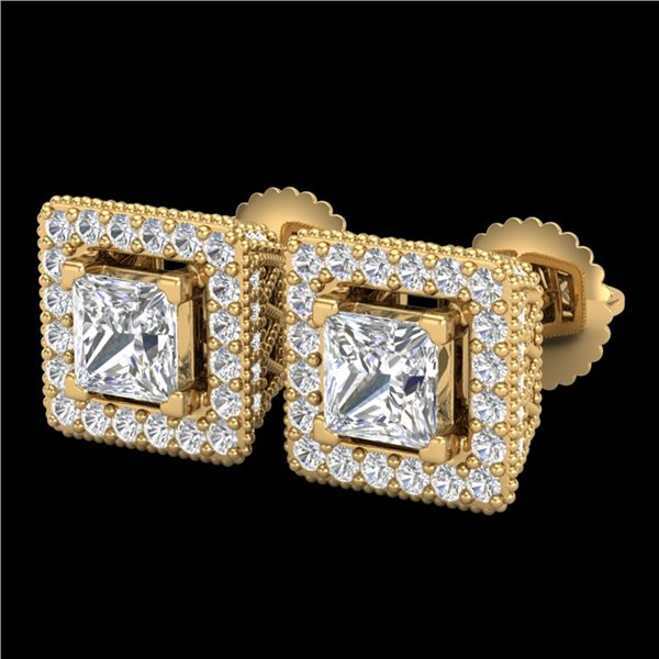 2.25 ctw Princess VS/SI Diamond Micro Pave Stud Earrings 18k Yellow Gold - REF-272Y8X