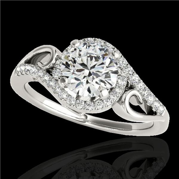 1.25 ctw Certified Diamond Solitaire Halo Ring 10k White Gold - REF-190F9M