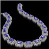 Image 2 : 50.67 ctw Tanzanite & Diamond Victorian Bracelet 14K White Gold - REF-2709M3G