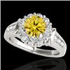 Image 1 : 1.9 ctw Certified SI/I Fancy Intense Yellow Diamond Ring 10k White Gold - REF-216G8W