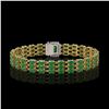 Image 3 : 28.74 ctw Emerald & Diamond Bracelet 14K Yellow Gold - REF-318H2R