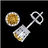 Image 3 : 3 ctw Intense Fancy Yellow Diamond Art Deco Earrings 18k White Gold - REF-349R3K