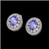 Image 2 : 9.06 ctw Tanzanite & Diamond Victorian Earrings 14K White Gold - REF-286G8W