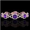 Image 1 : 30 ctw Amethyst & Micro VS/SI Diamond Bracelet 14k Rose Gold - REF-368H9R