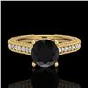 Image 2 : 1.45 ctw Fancy Black Diamond Engagment Art Deco Ring 18k Yellow Gold - REF-109K3Y