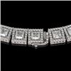 Image 3 : 36.30 ctw Princess Cut Diamond Micro Pave Necklace 18K White Gold - REF-4704H5R