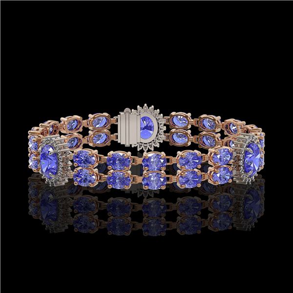 17.83 ctw Tanzanite & Diamond Bracelet 14K Rose Gold - REF-280F2M