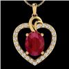 Image 1 : 4 ctw Ruby & VS/SI Diamond Designer Heart Necklace 14k Yellow Gold - REF-81W8H