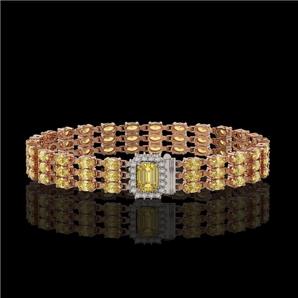 20.93 ctw Citrine & Diamond Bracelet 14K Rose Gold - REF-318F2M