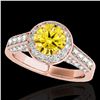 Image 1 : 1.8 ctw Certified SI/I Fancy Intense Yellow Diamond Ring 10k Rose Gold - REF-218M2G