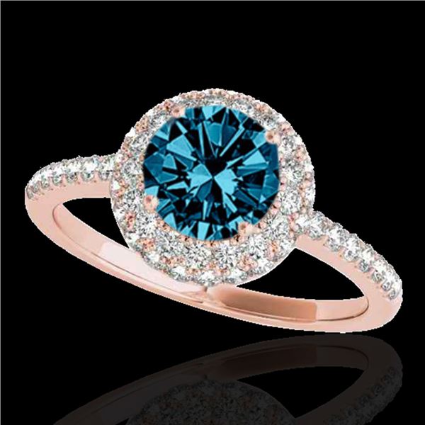 1.6 ctw SI Certified Fancy Blue Diamond Solitaire Halo Ring 10k Rose Gold - REF-126X8A