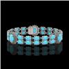 Image 1 : 14.58 ctw Turquoise & Diamond Bracelet 14K White Gold - REF-254N5F