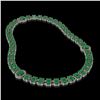 Image 2 : 43.13 ctw Emerald & Diamond Necklace 14K White Gold - REF-527W3H