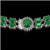 Image 3 : 43.13 ctw Emerald & Diamond Necklace 14K White Gold - REF-527W3H