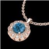 Image 2 : 1.15 ctw Fancy Intense Blue Diamond Art Deco Necklace 18k Rose Gold - REF-218Y2X