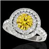 Image 1 : 3 ctw Certified SI/I Fancy Intense Yellow Diamond Halo Ring 10k White Gold - REF-320M5G