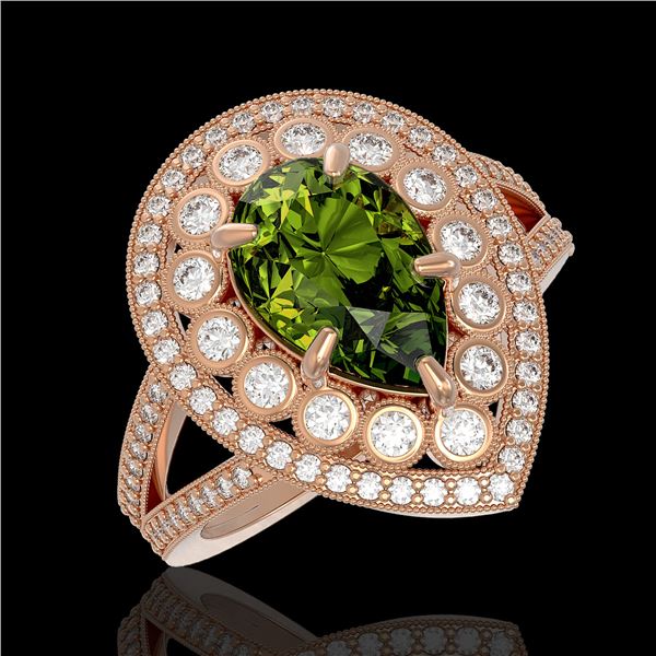 5.02 ctw Certified Tourmaline & Diamond Victorian Ring 14K Rose Gold - REF-172Y8X