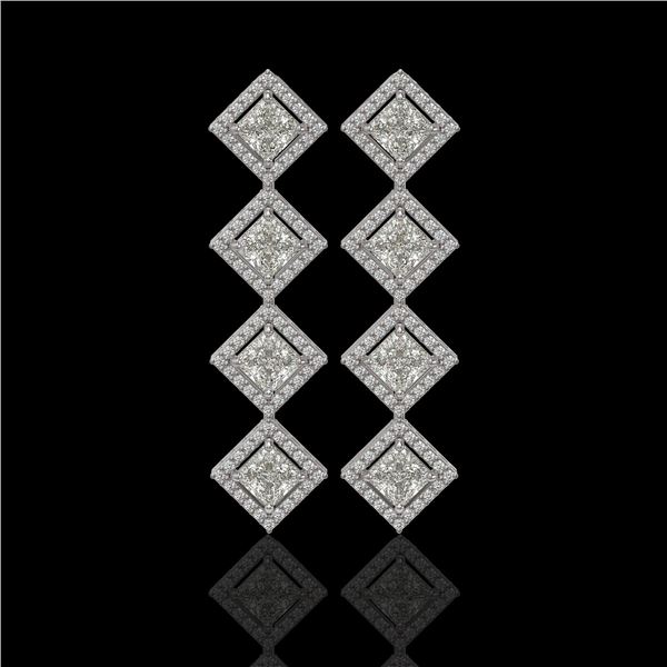 5.31 ctw Princess Cut Diamond Micro Pave Earrings 18K White Gold - REF-733X8A