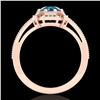 Image 3 : 1 ctw Intense Blue Diamond Engagment Art Deco Ring 18k Rose Gold - REF-200F2M