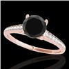 Image 1 : 2 ctw Certified VS Black Diamond Solitaire Ring 10k Rose Gold - REF-57F3M